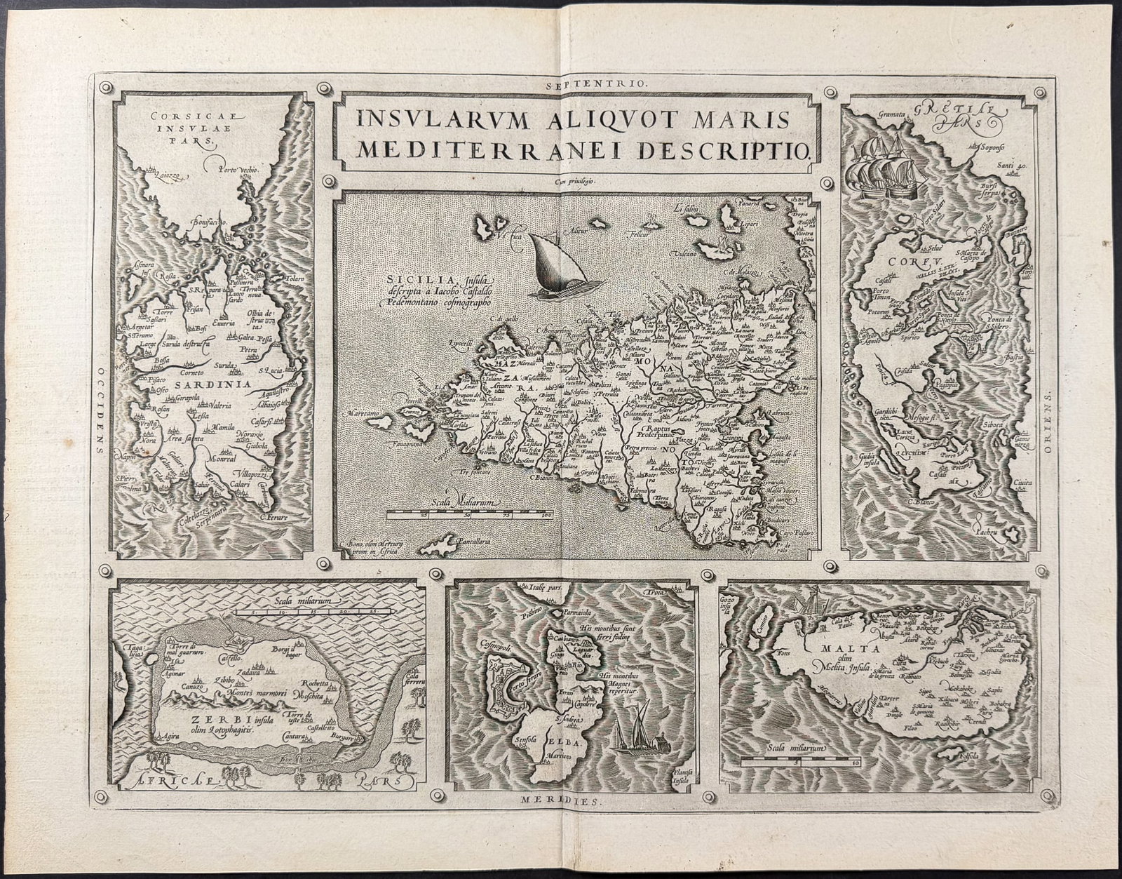 Ortelius, pub. 1587 - Maps of Islands in the Mediterranean (1 of 2)