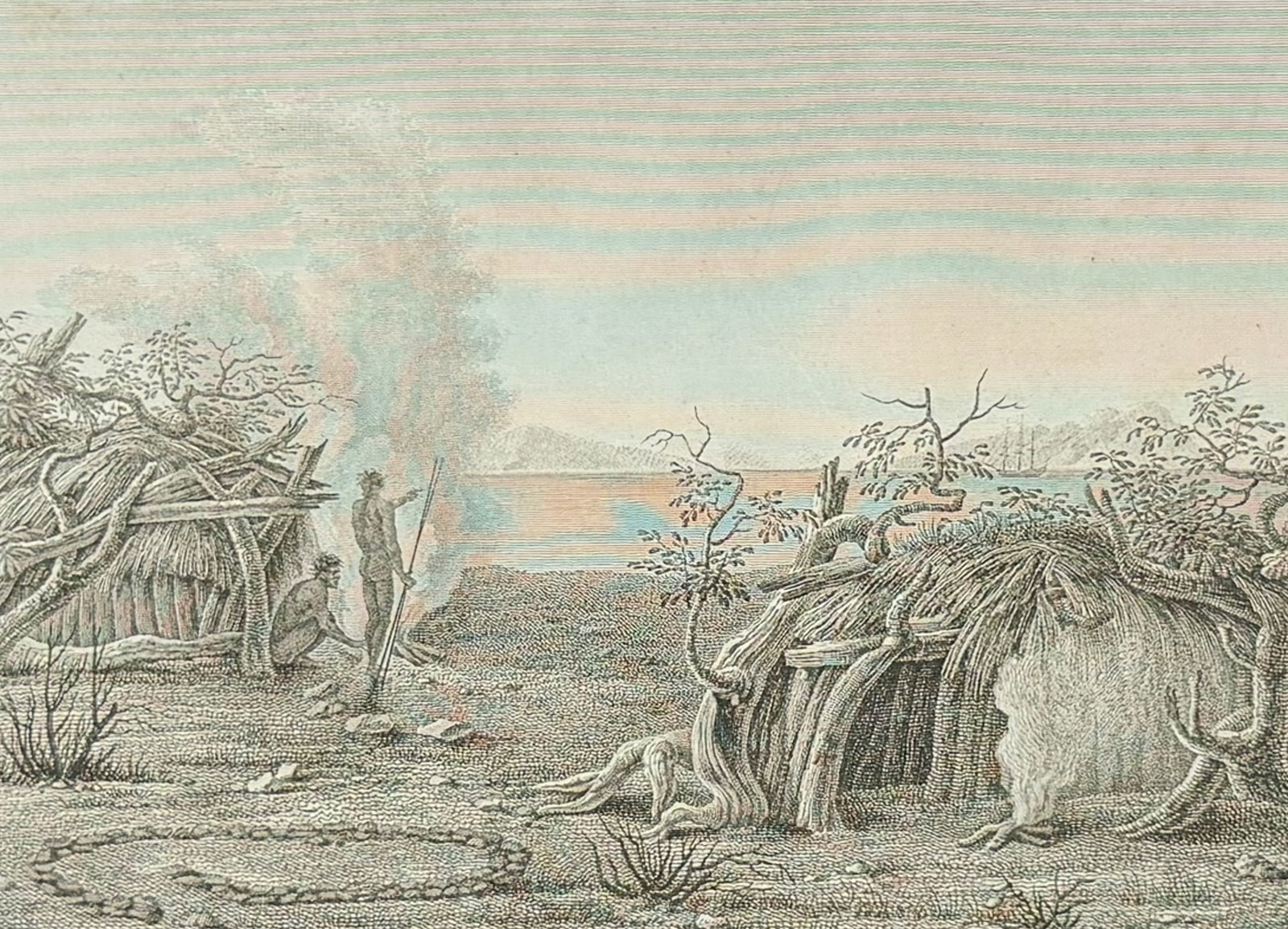 Peron & Freycinet - Native Australian or Aborigine Habitat [Australia, New Holland] (1 of 2)