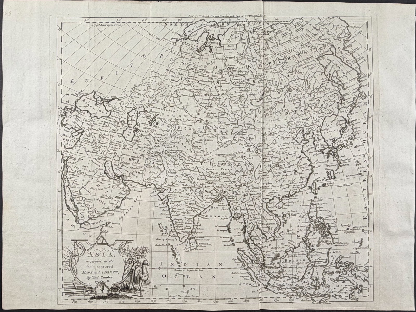 Moore & Conder - Map of Asia: This engraving is from John Hamilton Moore's A New and Complete Collection of Voyages and Travels... comprehending an extensive system of Geography, describing, in the most accurate manner, every