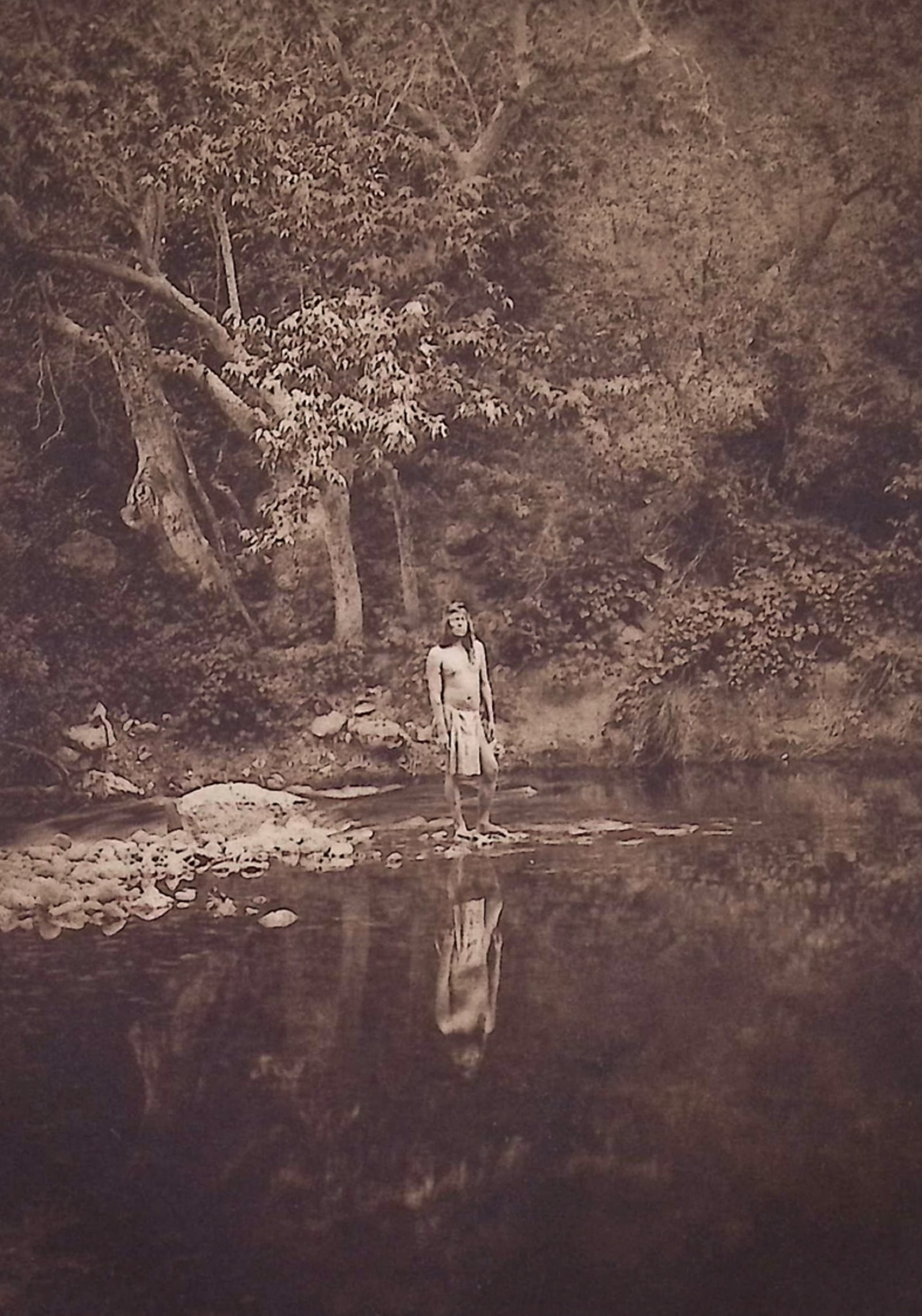 Edward Curtis - The Pool - Apache: This moving photogravure in quarto size is from Edward Curtis's The North American Indian being a Series of Volumes Picturing and Describing the Indians of the United States and Alaska. Edited by Fred