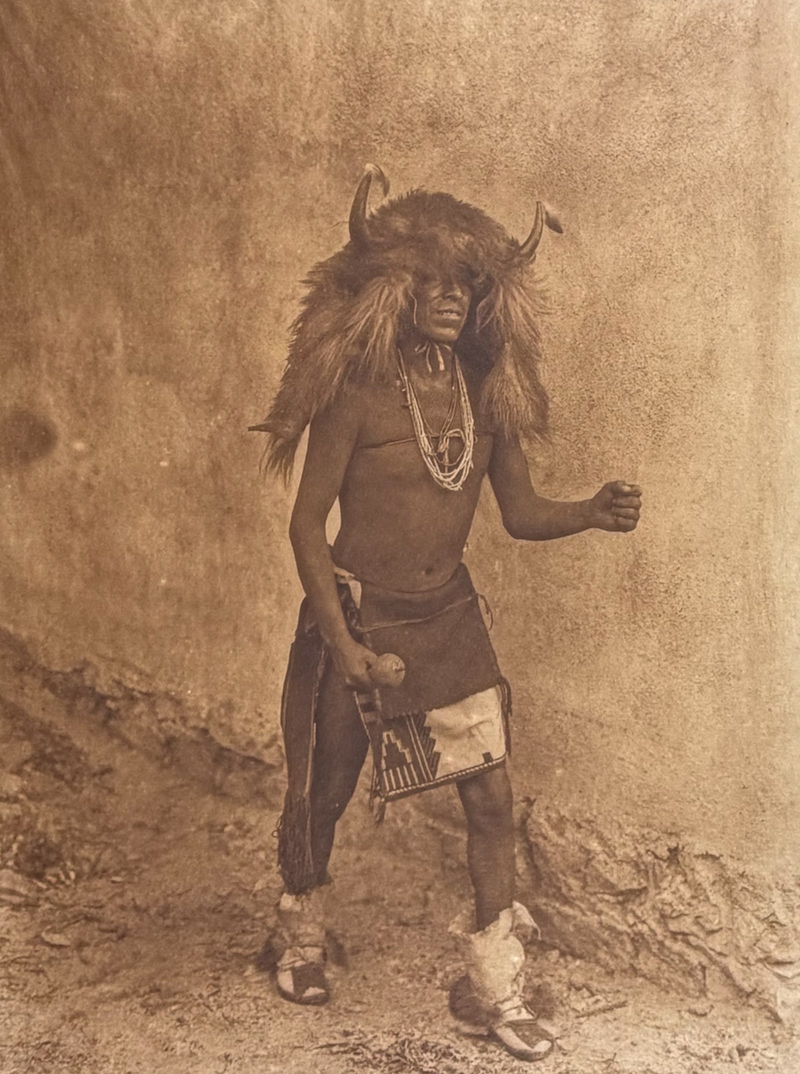 E Curtis, Folio, Japanese Tissue in Overmat - Sia Buffalo Dancer (1 of 2)