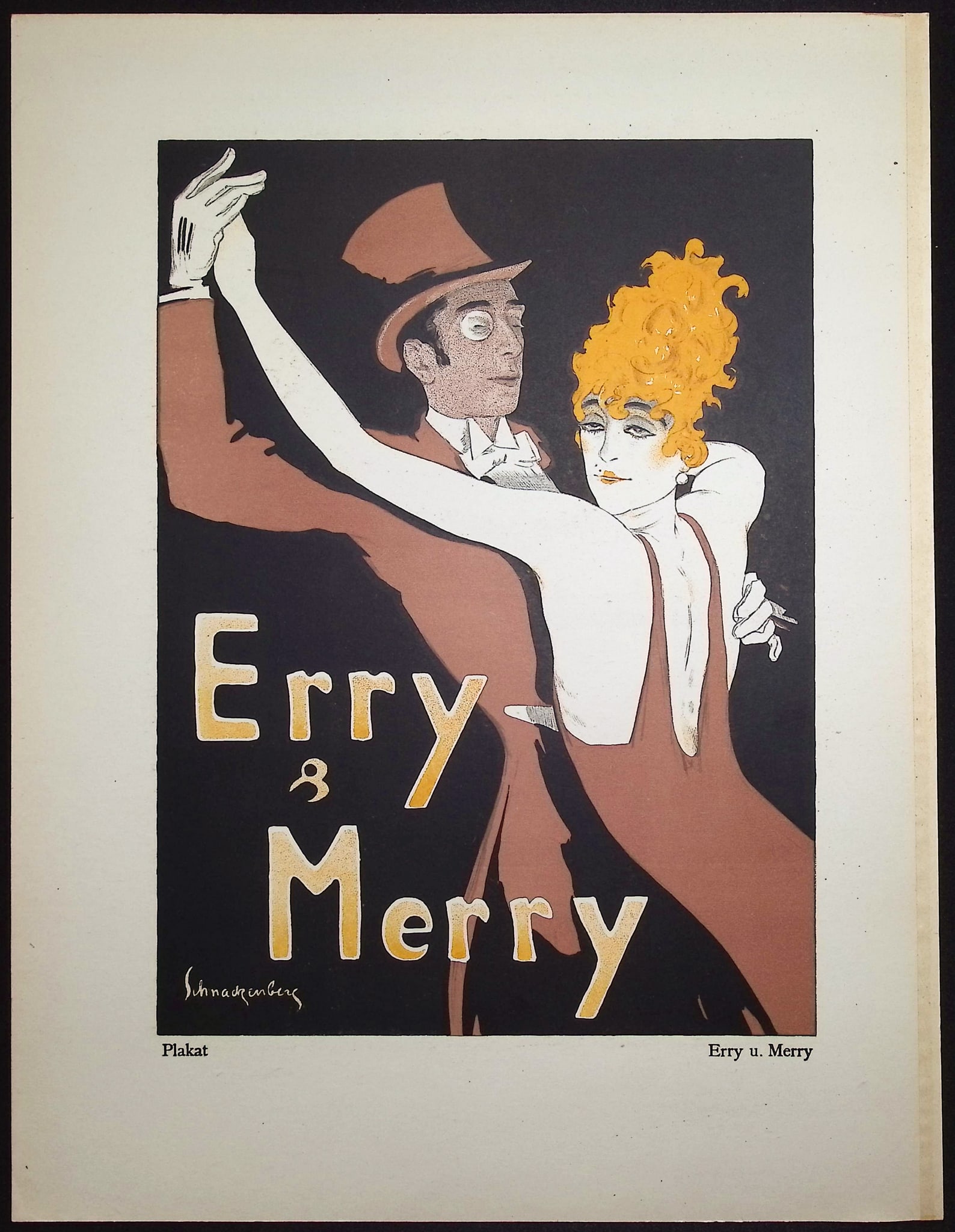 Schnackenberg - Costume Illustration: Laederlappen, Stockholm / Verso: Pathe: Groteske: This bold and rare costume or poster design is by Walter Schnackenberg from the work Kost?me, Plakate und Dekorationen. The work was published in Munich by Musarion-Verlag in 1922. The presentation of