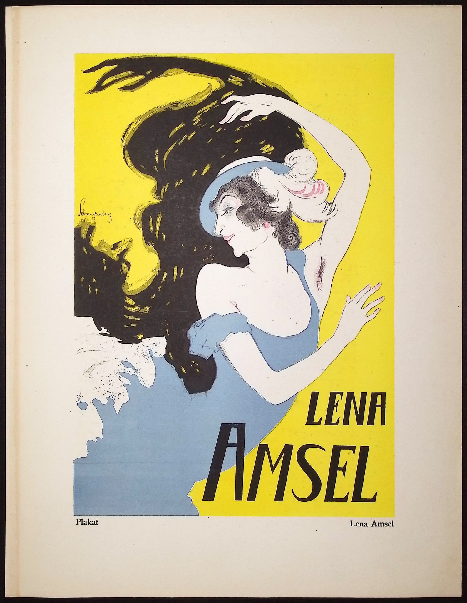 Schnackenberg - Costume Illustration: Lena Amsel / Verso: Consee, Munchen: This bold and rare costume or poster design is by Walter Schnackenberg from the work Kost?me, Plakate und Dekorationen. The work was published in Munich by Musarion-Verlag in 1922. The presentation of