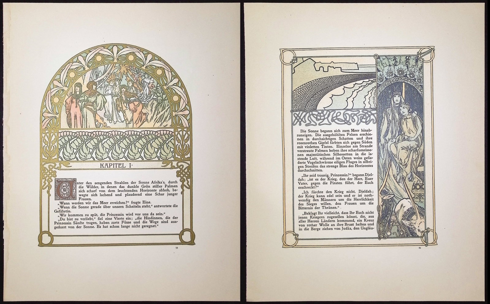 Mucha - 7 Ornately Illustrated Pages (most with text and image to each side) (1 of 15)