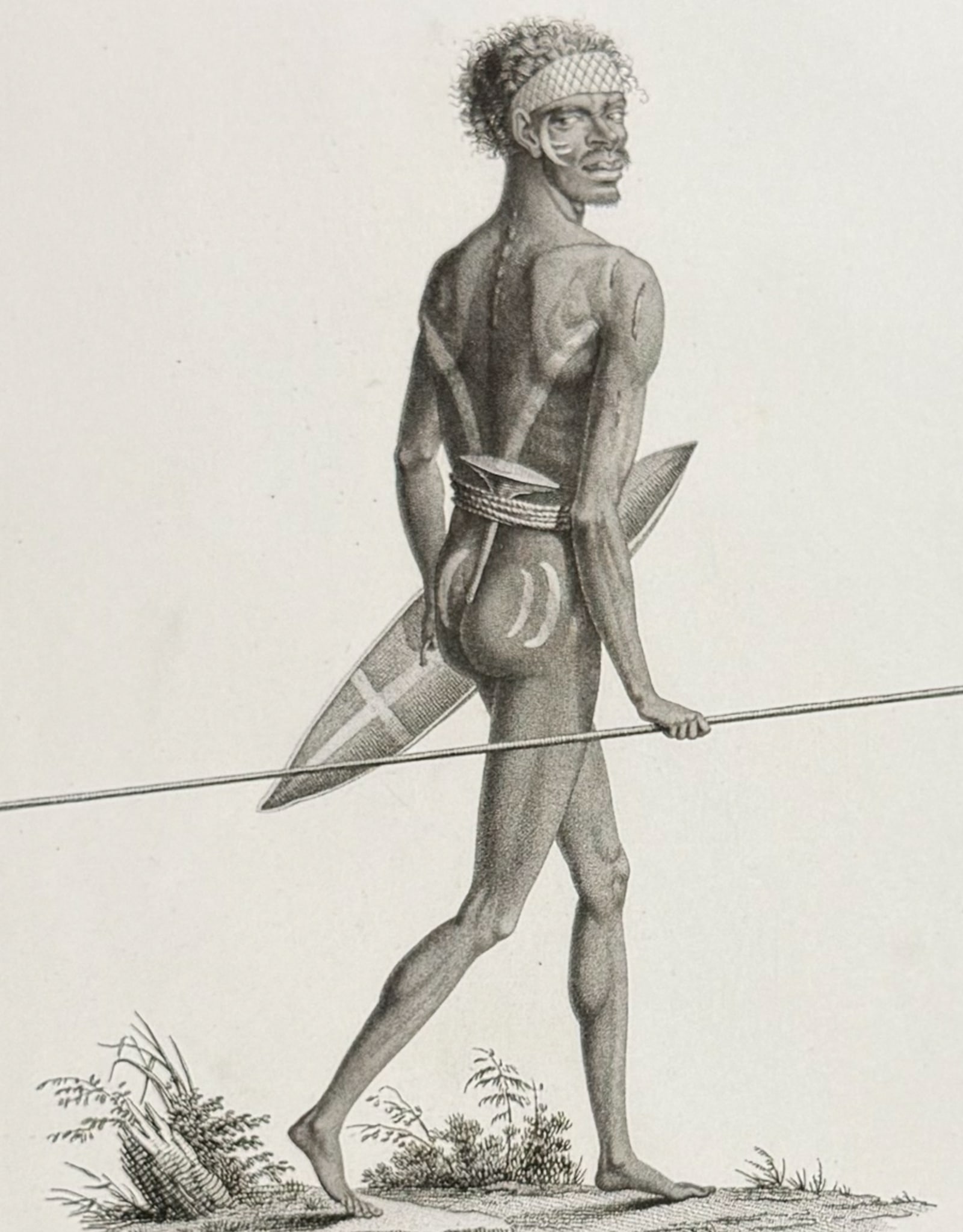 Peron & Freycinet - Native Australian or Aborigine: Norou-Gal-Derri: This fine engraving is from Louis Claude de Saulces de Freycinet's Voyage de decouvertes aux Terres Australes, execute... sur les corvettes le Geographe, le Naturaliste, et la goelette le Casuarina, p