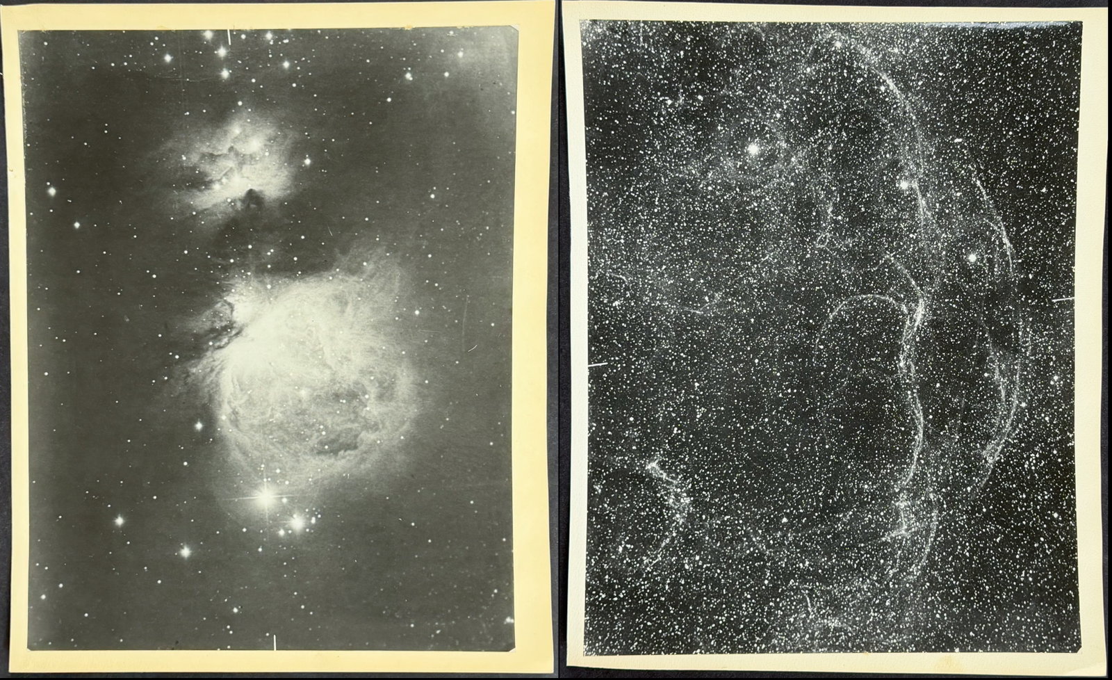 Fessenkov & Rozhovsky - Pair of Gasous Dust Nebulae Photographs: Included in this lot: Gasous Dust Nebulae Photograph [Diffuse nebulae in the constellation Orion. NGC 1977 (north) and NGC 1982 (south)] Gasous Dust Nebulae Photograph [Nebulae 5 151, 155] Description