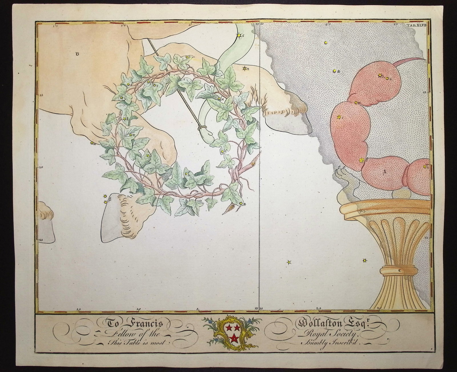 Bevis, Rare - Constellation or Star Chart of Ara (Altar) and Corona Borealis (Crown): This rare constellation chart is from John Bevis's Uranographia; or the Celestial Atlas. It was published between 1747 and 1786 in London by John Neale. This engraving is from Bevis's "unpublished" st