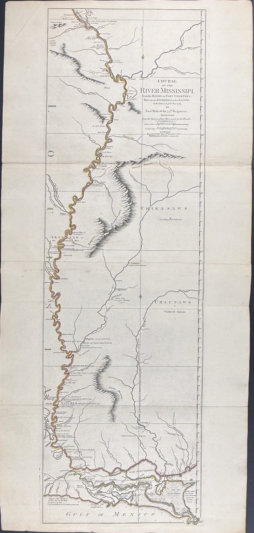 Jefferys, pub. 1775 - Course of the Mississipi.... Taken on an Expedition to the Illinois, in the: About the map: This was the first large scale map of the Mississippi River.About the work: This rare, historic map is Thomas Jefferys's The American Atlas; or, a Geographical Description of the Whole 