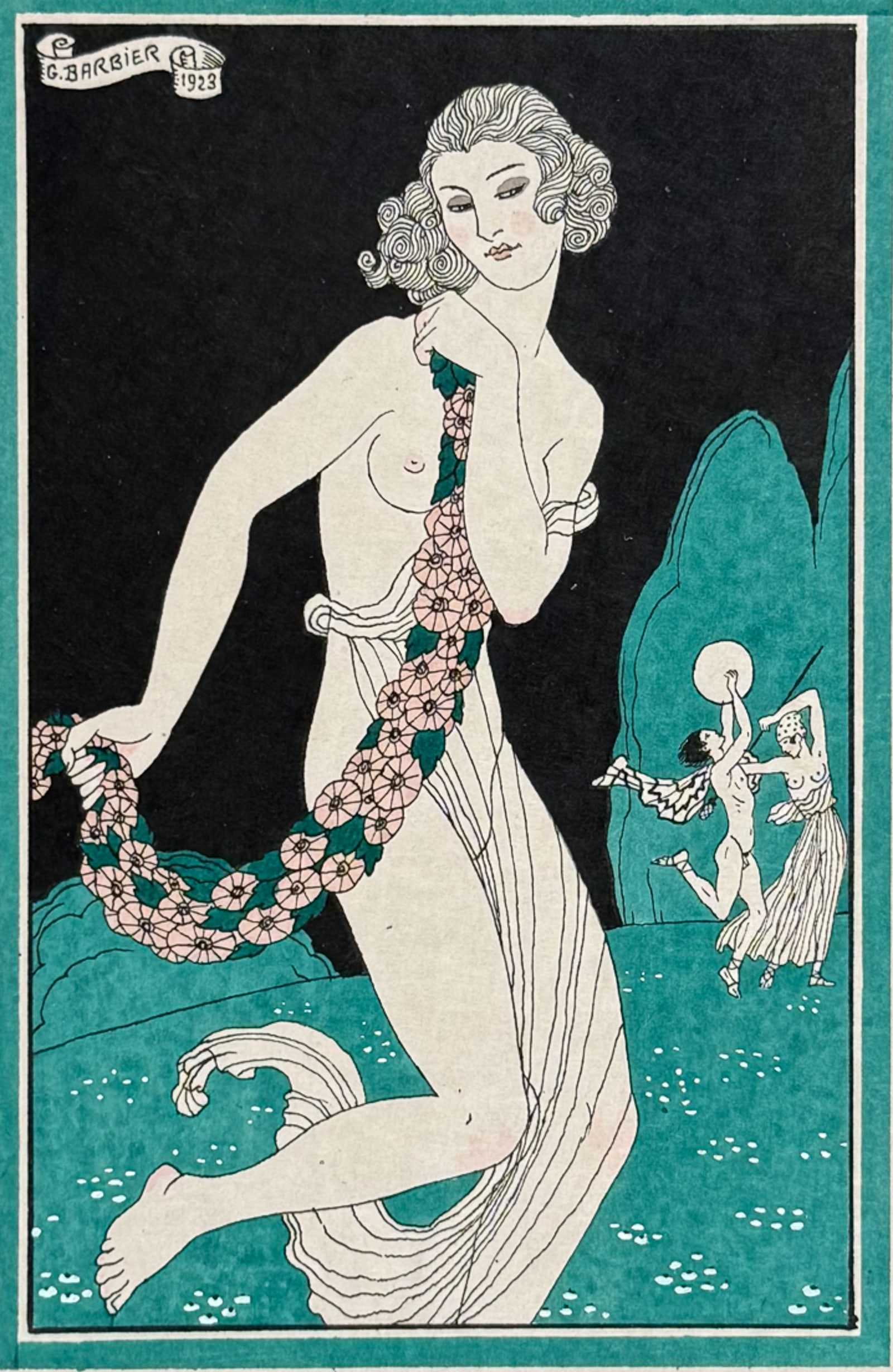 Babou after Barbier - Proserpine: This beautiful plate is from the art review periodical published by Henry Babou entitled Les Artistes du Livre. The work was published in Paris between 1928 and 1933 by Babou. It was a periodical limi