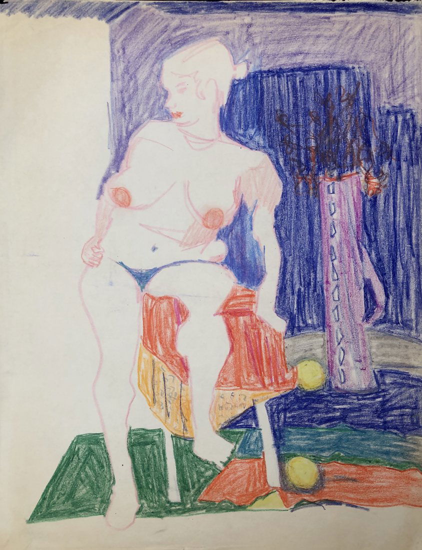 African American, Suzanne Jackson, 1960s Portrait: Suzanne Jackson Untitled nude with blue background and negative space 1960s Pastel on paper 24 x 18 inches paper loss upper corner; otherwise good original condition Provenance: private collection, Sa