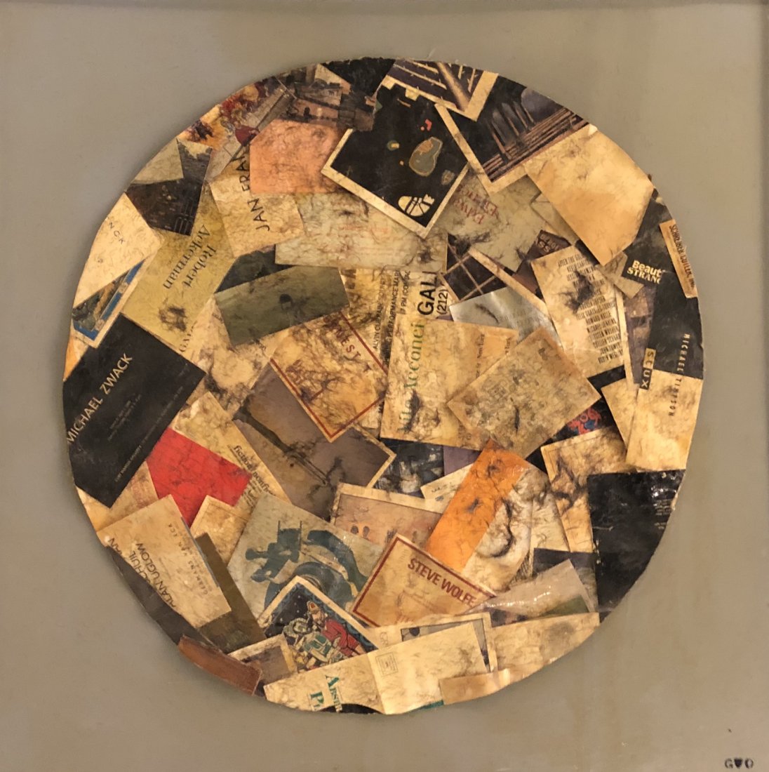 Marion Gray, 1980s Photo Collage: Marion Gray Untitled 1989 MIxed media collage on board 36 inches square Monogrammed lower right; signed and dated on reverse. Original Frame Domestic shipping $100 Marion Gray (1935-2