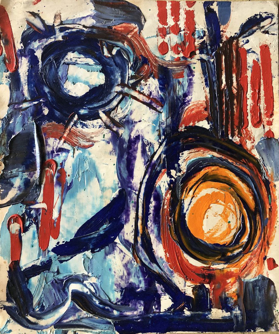 Erle Loran, 1950s-1960s Abstract: Erle Loran Untitled Circa 1960 Oil on paper 6 7/8 x 5 3/4 Excellent condition In-house shipping $25 Erle Loran (1905-1999) was a noted artist, teacher and art theorist and one of the founde