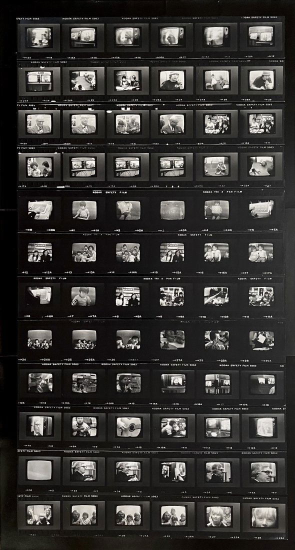 1970s Experimental Video Collage, Long Beach Museum: Experimental Public Two-Way Video Event Documentation 1976 Photo collage on board 19 x 10 inches (image) 20 x 15 inches (sheet) Excellent condition Provenance: Long Beach Museum of Art Domestic shippi