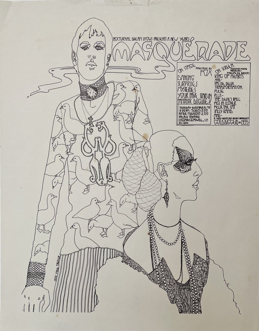 Queer San Francisco, Todd Trexler, 1969 Nocturnal Dreams Show Poster: Todd Trexler Nocturnal Dreams Show Poster 1969 Offset lithograph on paper 22 x 17 inches stains, creases consistent with age $30 domestic shipping The Nocturnal Dream Show was a midnight mo
