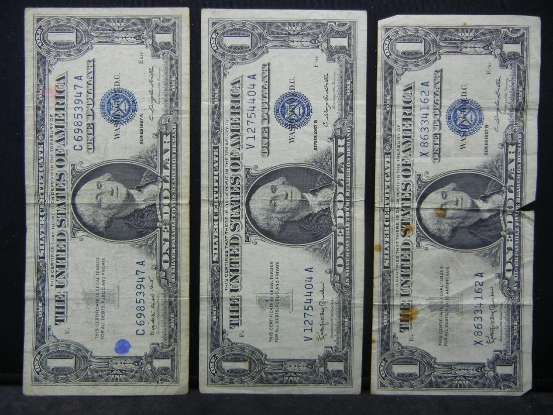 3 1957 $1 Silver Certificates (1 of 5)