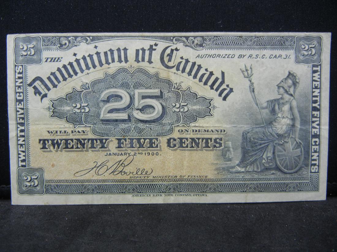 1900 25 Cent Canadian Bank Note (1 of 3)