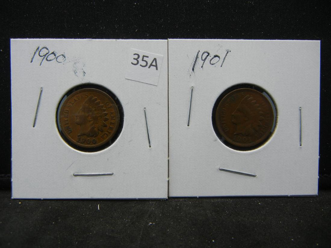 1900, 1901 Indian Head Cents (1 of 5)
