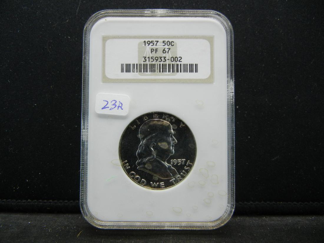 1957 Franklin Half.   HIGH GRADE ALERT.  Certified NGC (1 of 4)