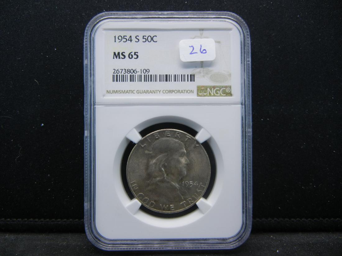 1954-S Franklin Half.   HIGH GRADE ALERT.  Certified (1 of 4)