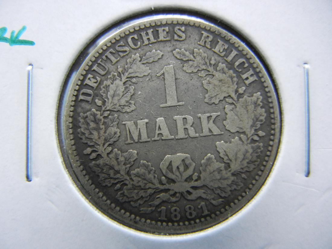 1881-J Germany 1 Mark.  Scarce Date.  Silver. (1 of 3)
