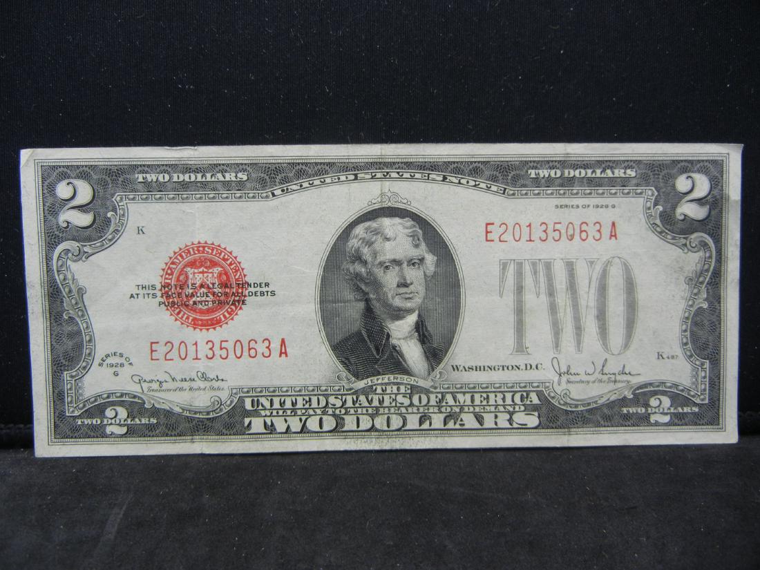 1928-G $2 US Note Red Seal.   Nice Very Fine. (1 of 3)
