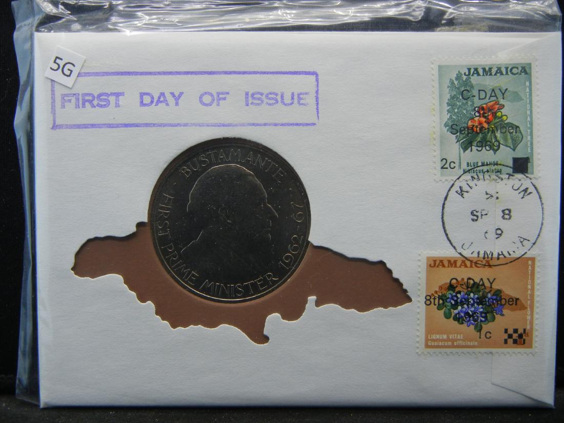 Jamaica Prime Minister First Day of Issue Coin & First: Jamaica Prime Minister First Day of Issue Coin & First Day Cover Stamp.