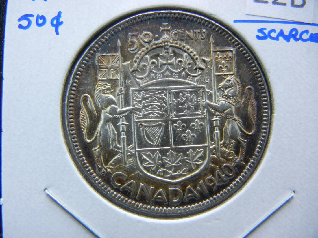 1940 Canada 50c.  Nice AU/UNC.  Scarce. (1 of 3)