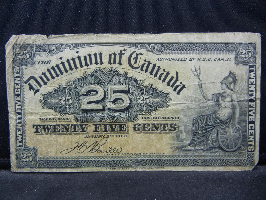 1900 Canada.  25c Banknote.  Scarce. (1 of 3)