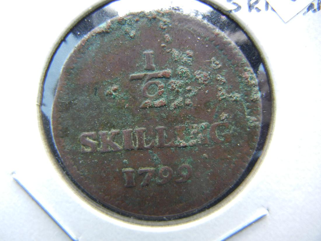 1799 Sweden 1/2 Skilling.  Rare. (1 of 3)