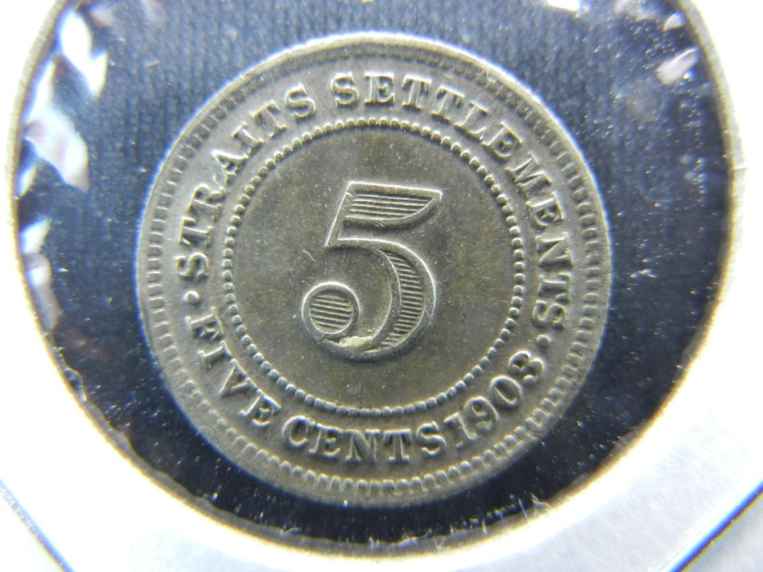 1903 Straits Settlements 5c.  Silver.  AU. (1 of 3)