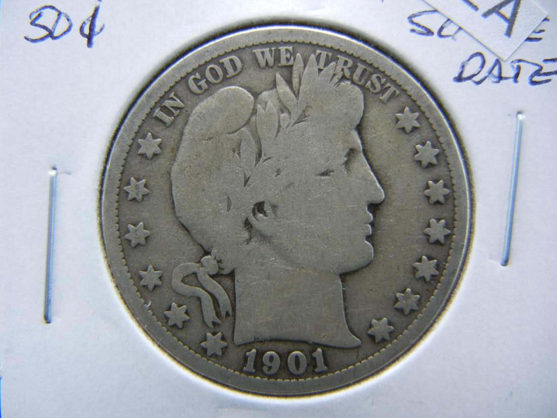 1901-S 50c.  Good+.  Scarce Date. (1 of 3)