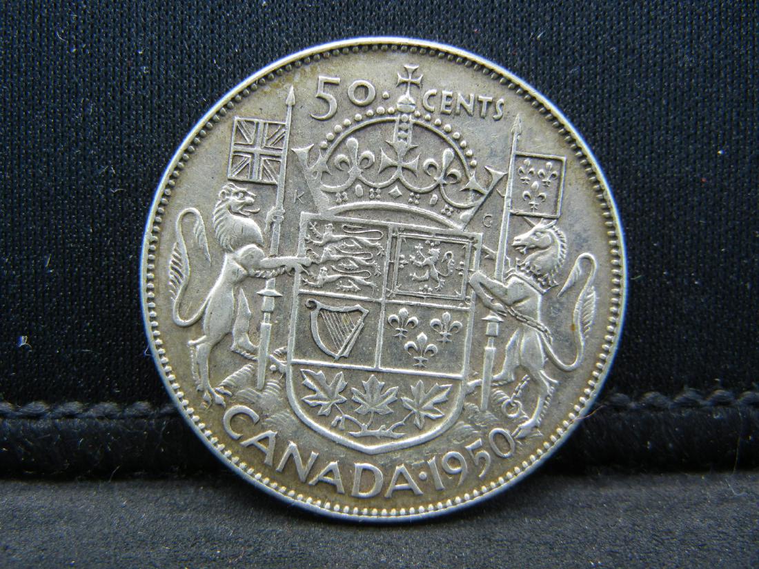1950 Canada Half Dollar.  Coin is 80% Silver, Weighs (1 of 2)