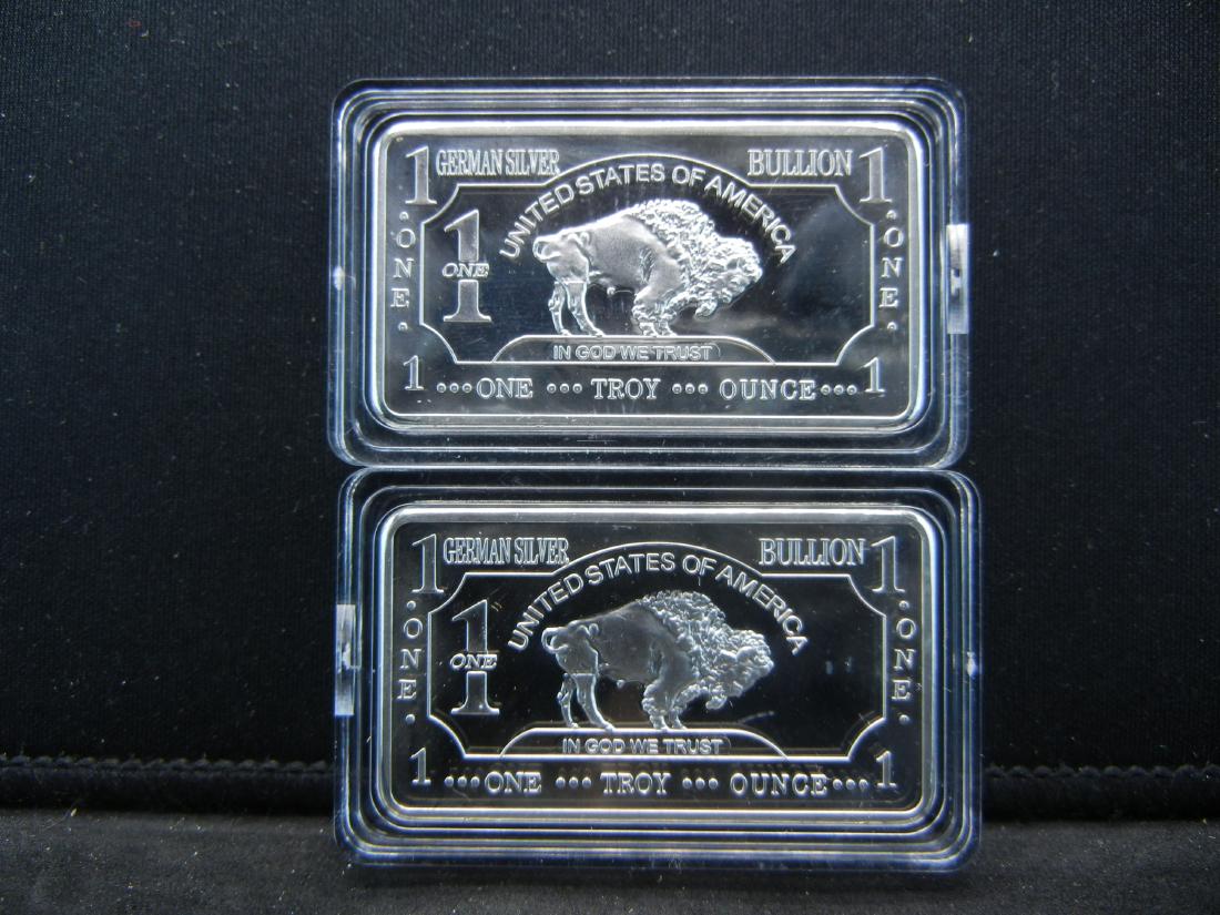 2 One Troy Ounce German Silver Buffalo Collector Bars (1 of 2)