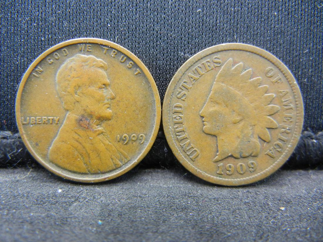 1909 Indian Cent and 1909-VDB Lincoln Cent. (1 of 2)
