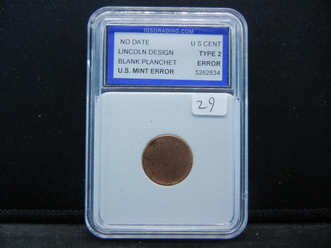 No Date US Cent Lincoln Design Type 2 Blank Planchet (1 of 4)