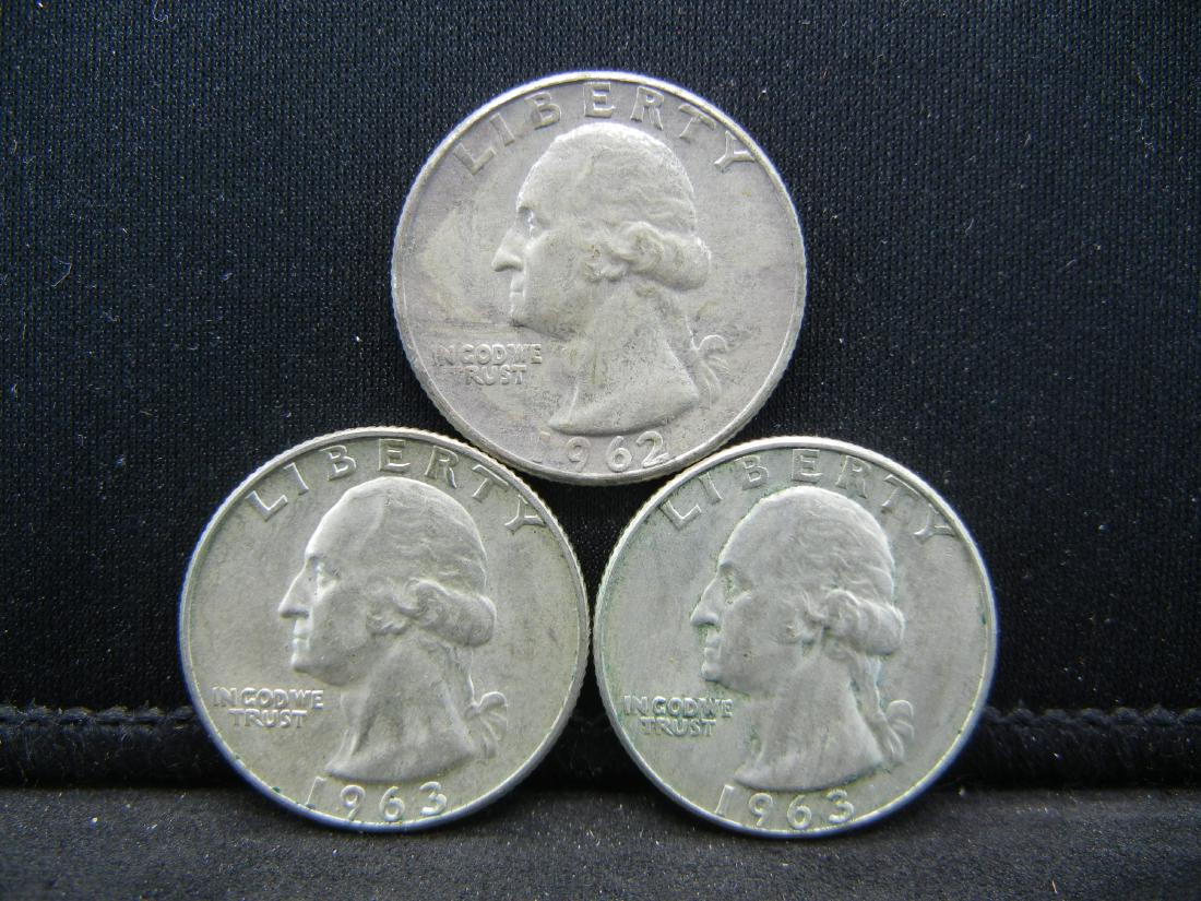 (1)1962, (2)1963-D Washington Silver Quarters. 90% (1 of 2)