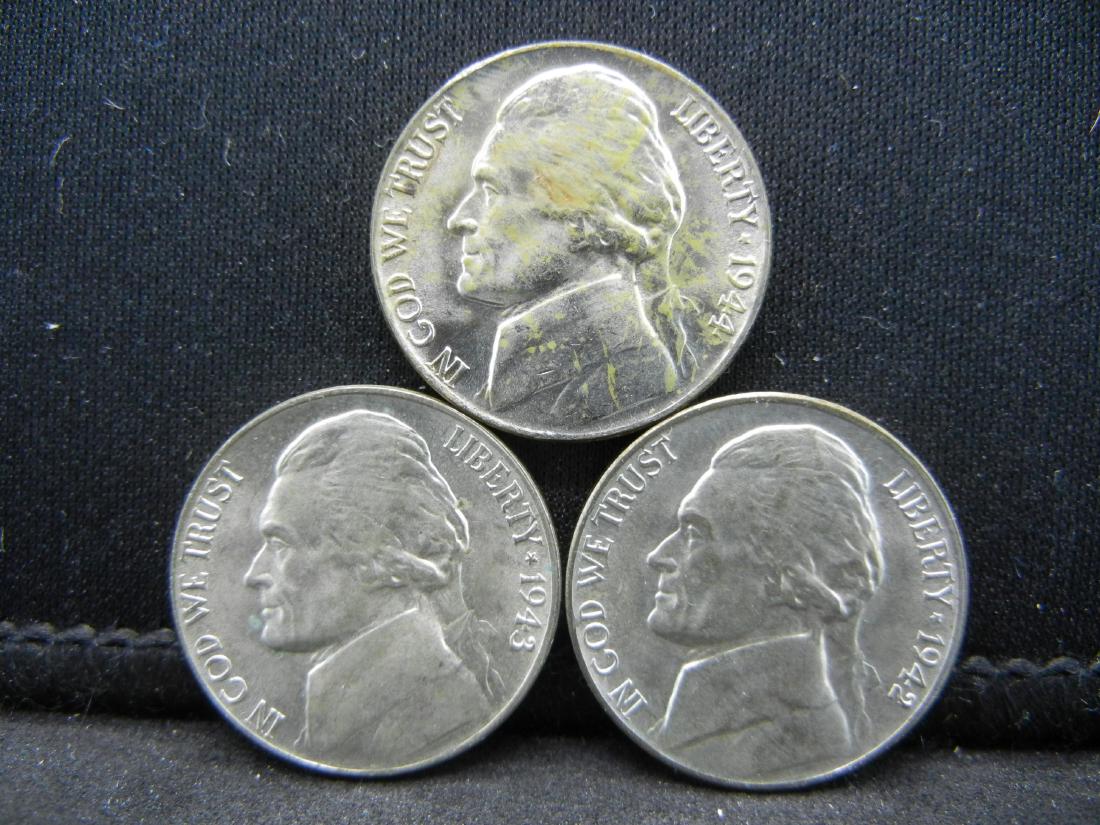 1942 1943 1944 AU/BU Silver War Nickels. (1 of 2)