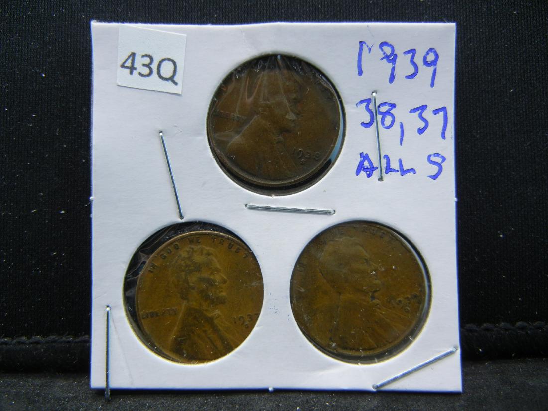 1939, 38, 37 (All S) Lincoln Wheat Cents (1 of 2)