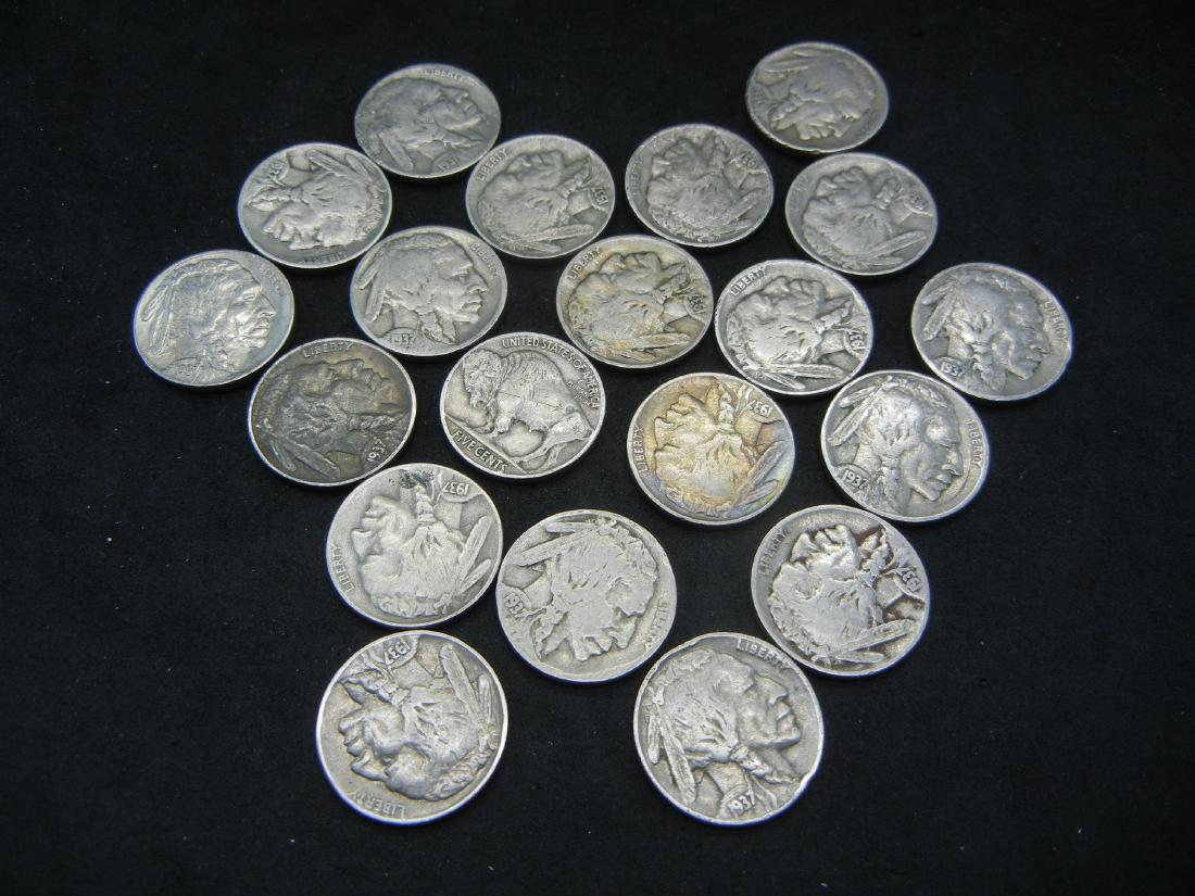 (20) 1937 BUFFALO NICKELS, NICE GRADES, BOLD DATES! (1 of 3)