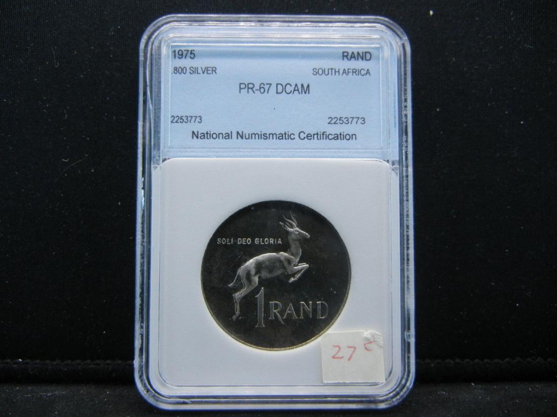 1975, SILVER (.800) RAND, SOUTH AFRICA, NNC-PR 67 DCAM,: 1975, SILVER (.800) RAND, SOUTH AFRICA, NNC-PR 67 DCAM, BEAUTIFUL COIN!