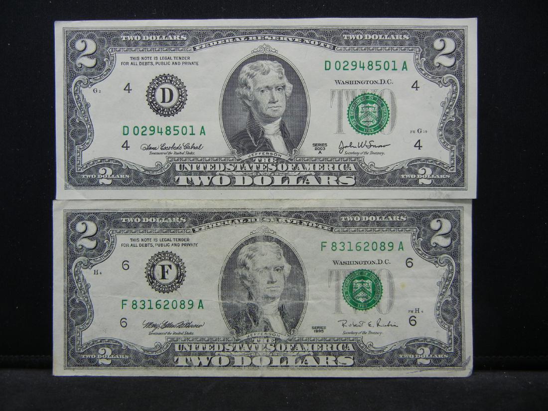 1995, 2003-A $2 US Bank Notes (1 of 5)