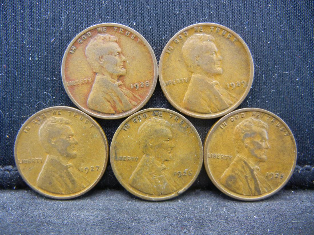 1925, 1926, 1927, 1928, 1929 Lincoln Wheat Cents (1 of 2)