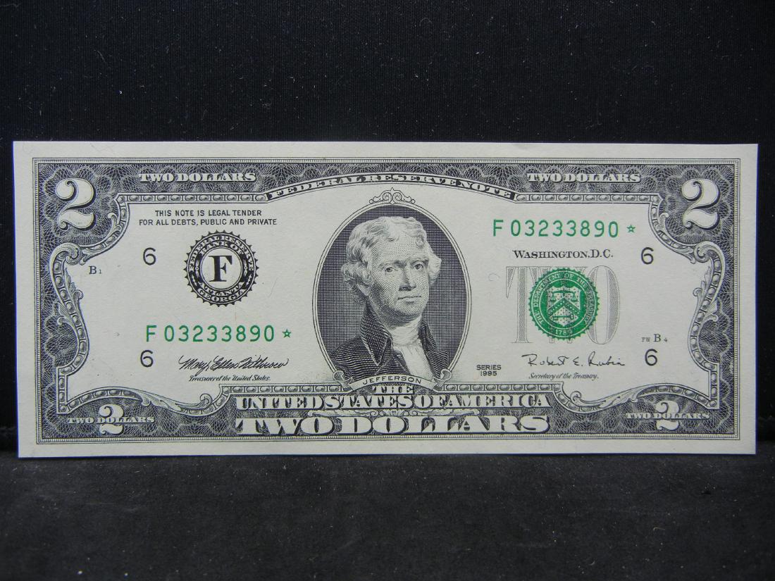 1995 $2 Star Federal Reserve Note, Choice Crisp Unc. (1 of 3)