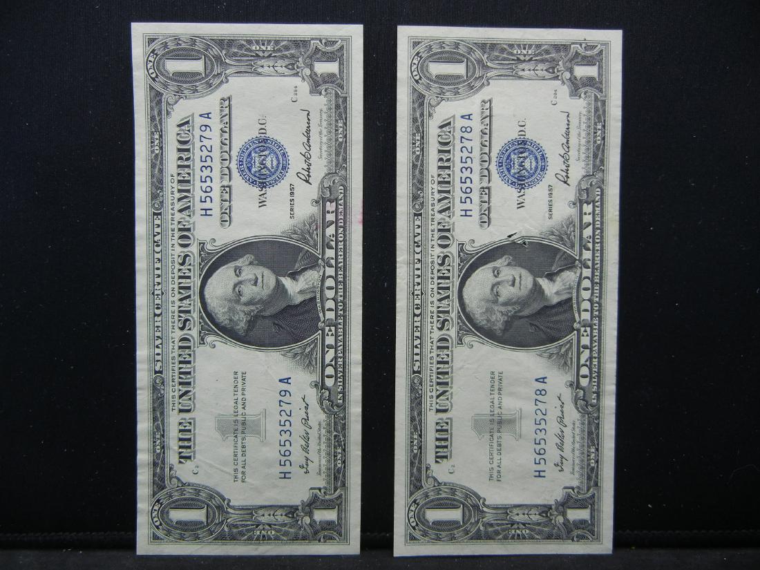 (2)1957 $1 US Silver Certificates (1 of 5)
