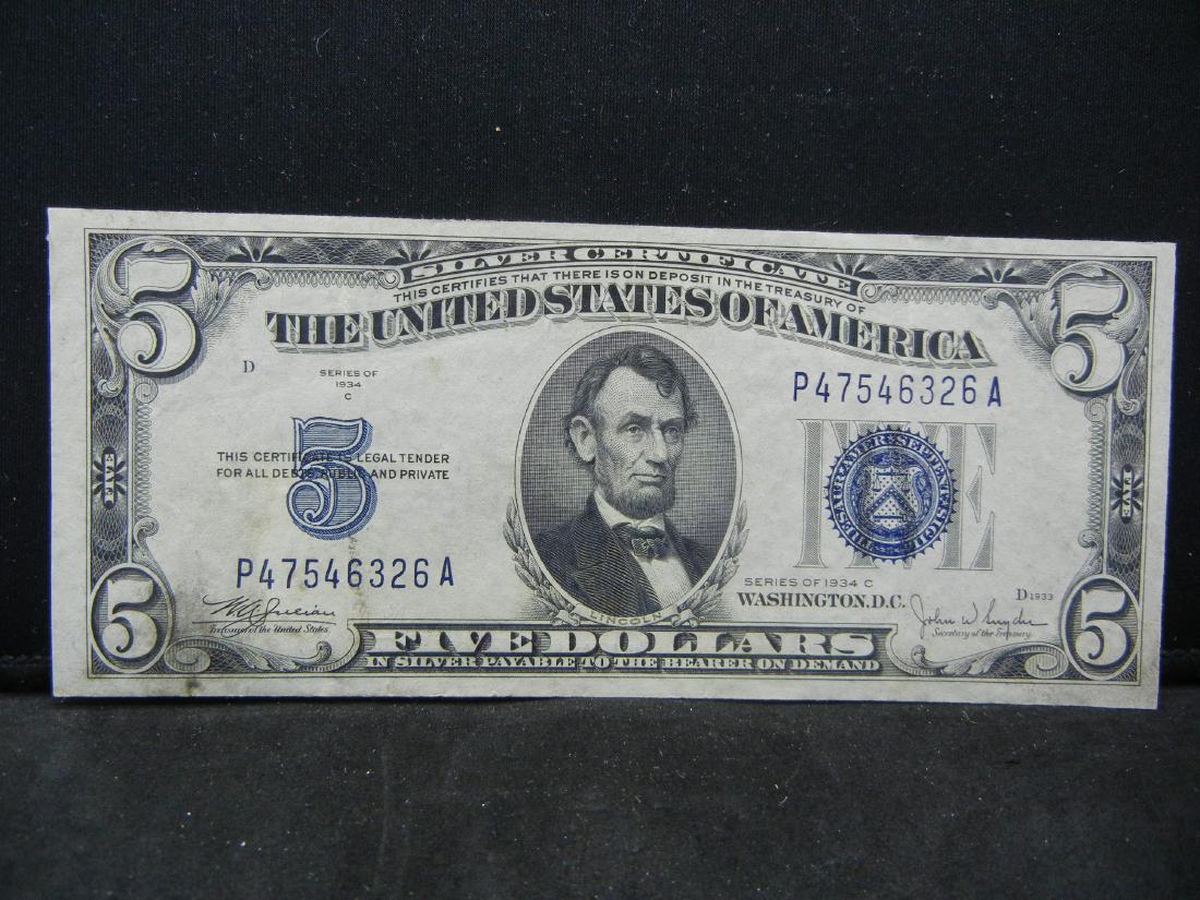1934-C $5 US Silver Certificate (1 of 3)