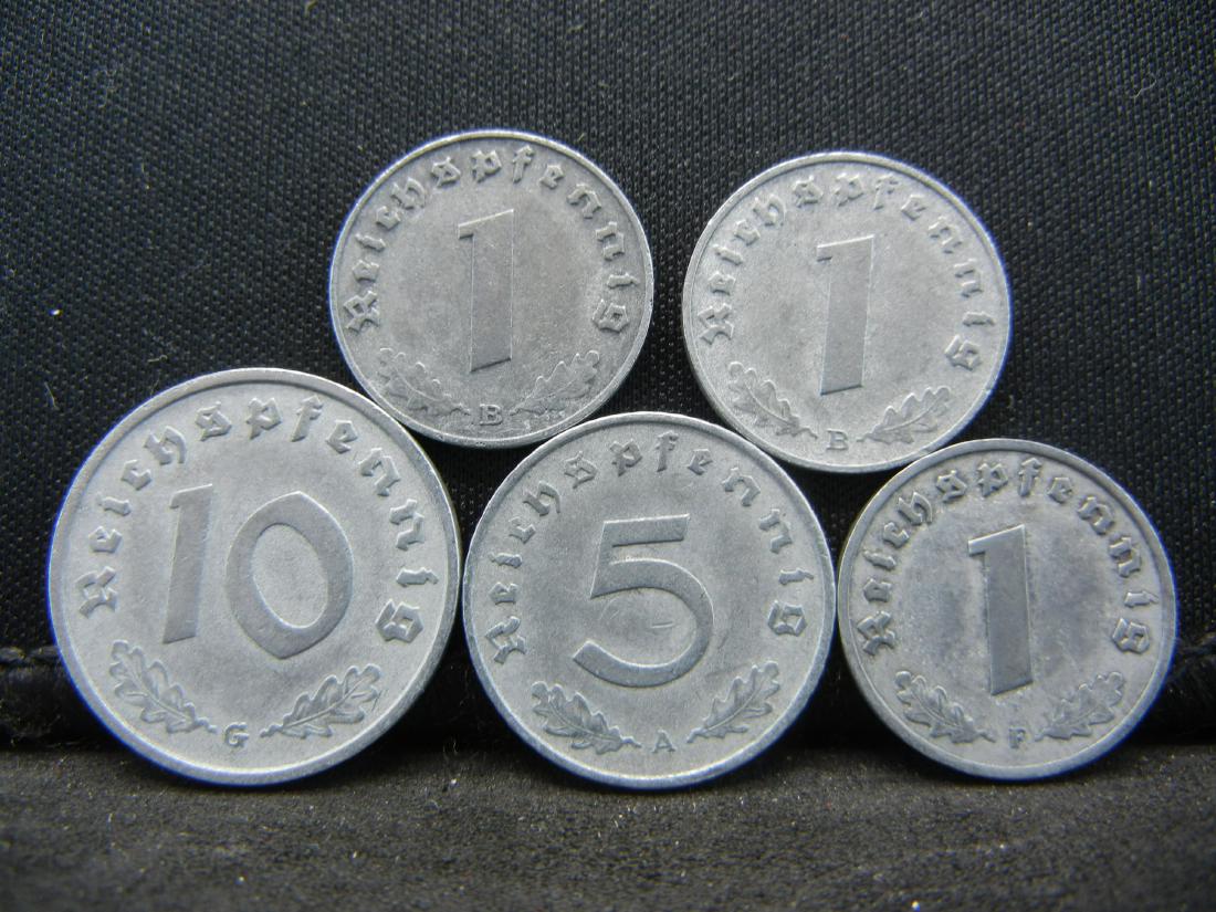 (5) GERMAN WWII COINS, (1940A5/R, 1941G/10R, 1940F/1R, (1 of 1)
