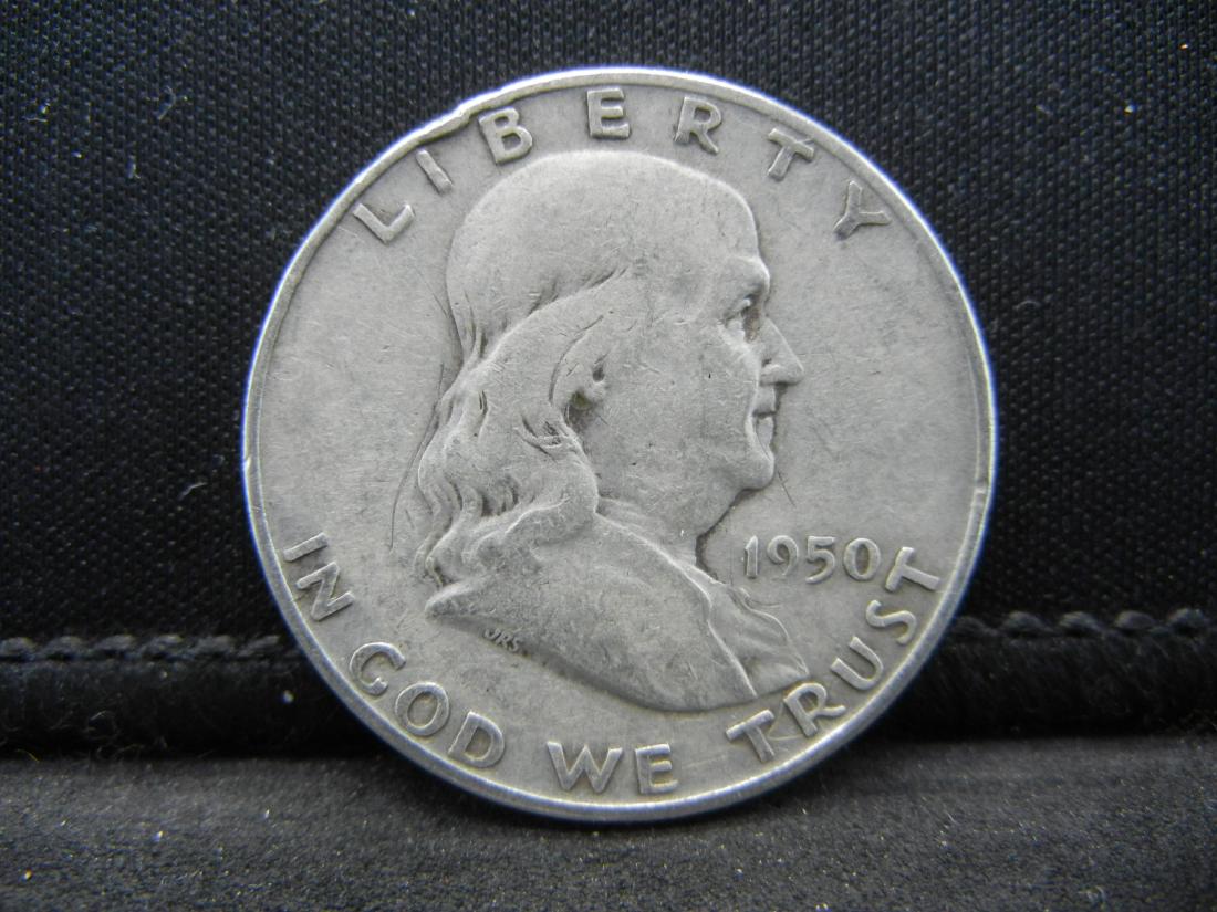 1950-D SILVER (90%), FRANKLIN HALF DOLLAR (ONLY 8 MILL (1 of 2)