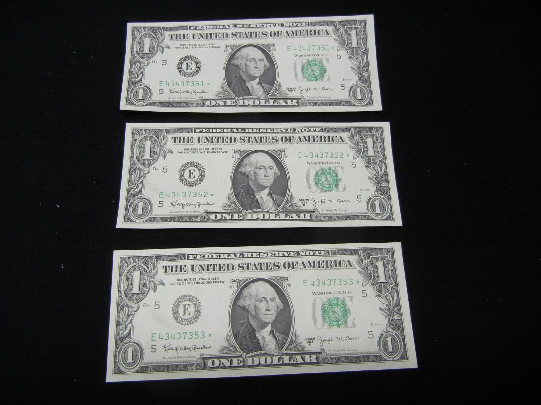 (3) Consecutive serial number 1963 B BARR STARS.  GEM (1 of 5)