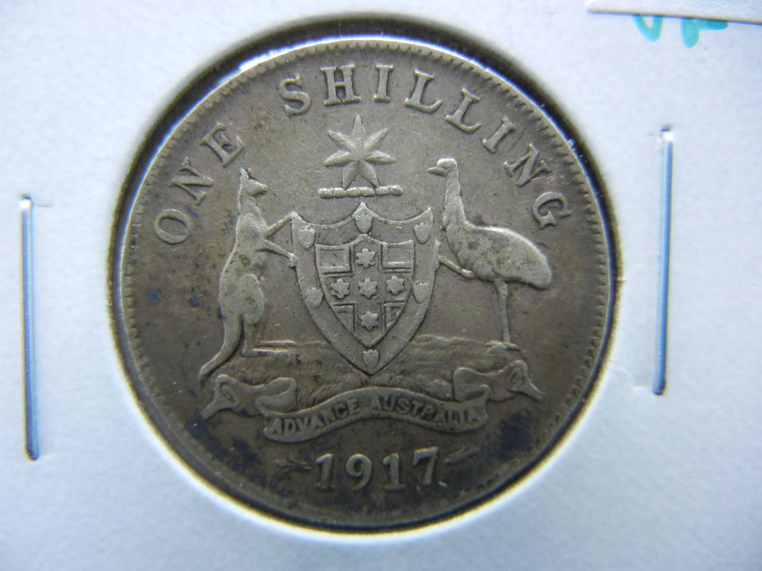 1917-M Australia 1 Shilling.  VF.  Silver. (1 of 3)
