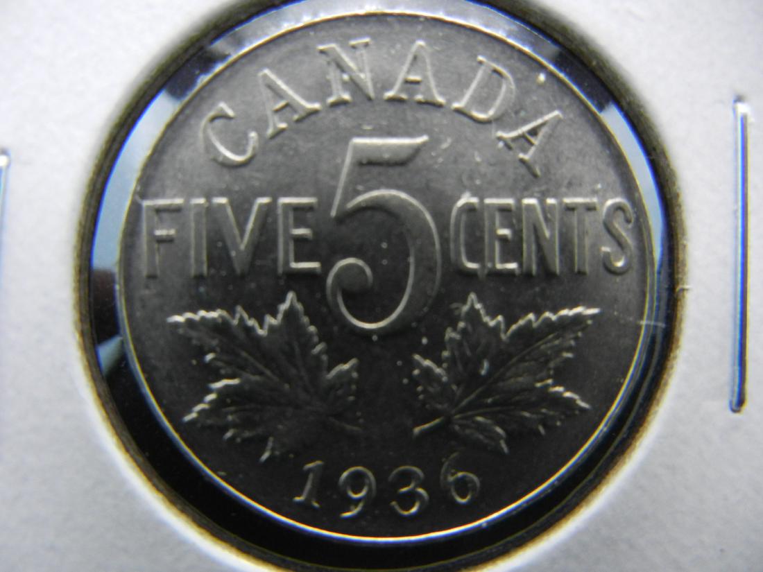 1936 Canada 5c.  Nice UNC. (1 of 3)